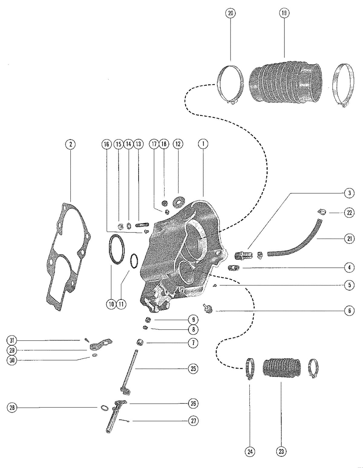 MERCRUISER 120/140/165 STERN DRIVE BELL HOUSING ASSEMBLY