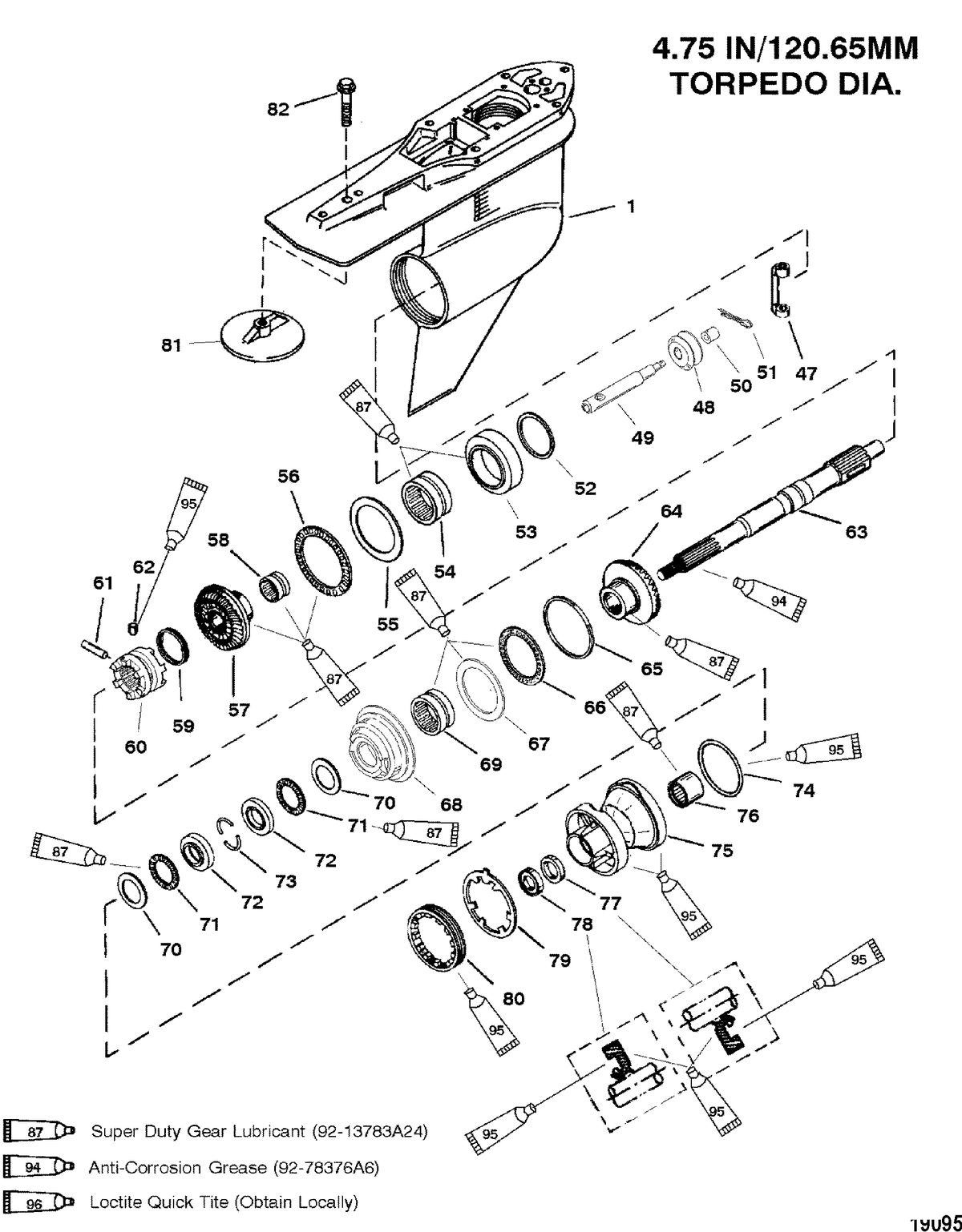 MERCURY/MARINER 225/225 SEAPRO/MARATHON (3.0L) CARB GEAR HSG(PROPSHAFT-C/R-S/N-0G960499 & BELOW)