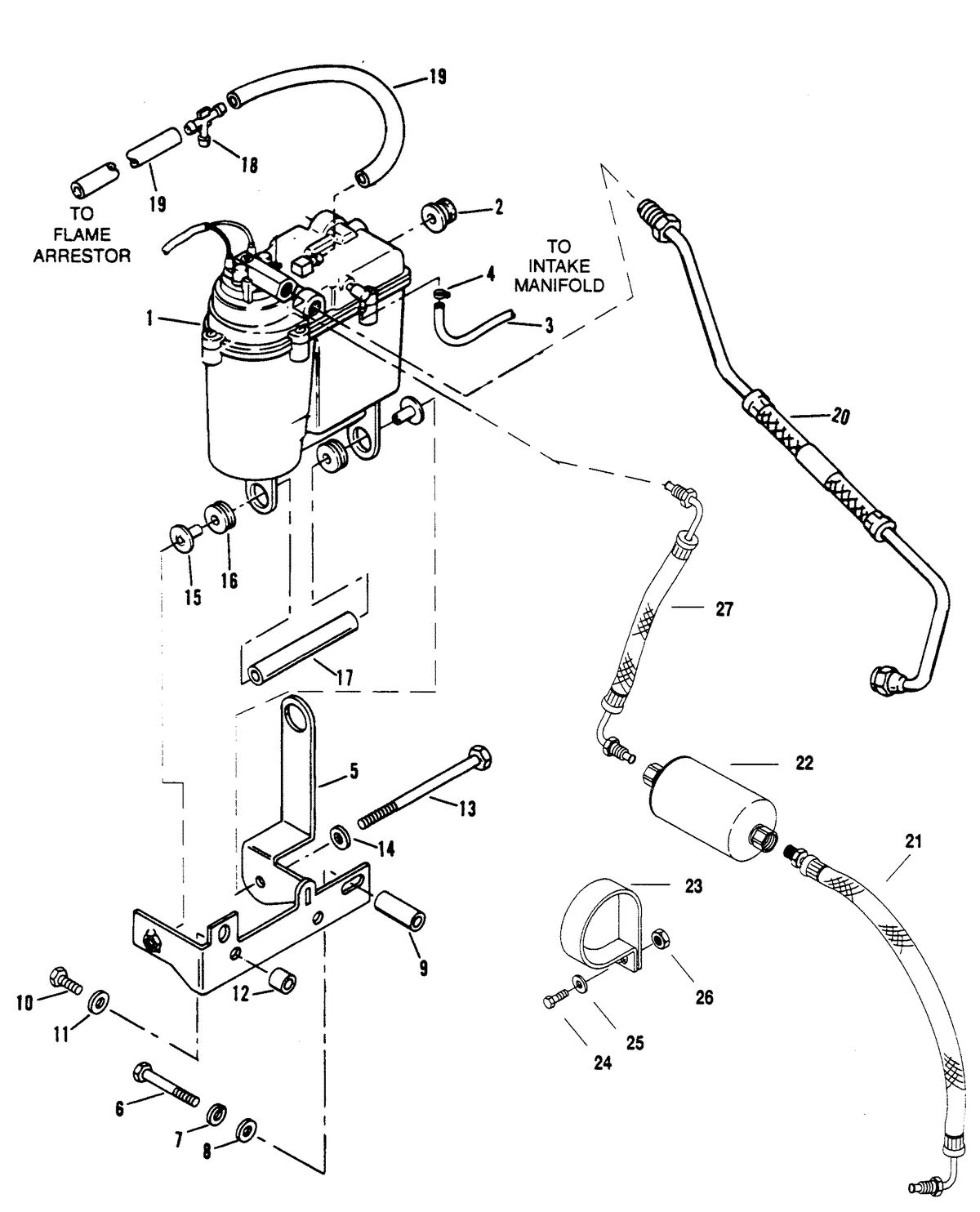 MERCRUISER 350 MAGNUM BRAVO (EFI/MP) VAPOR SEPARATOR TANK AND FUEL LINES