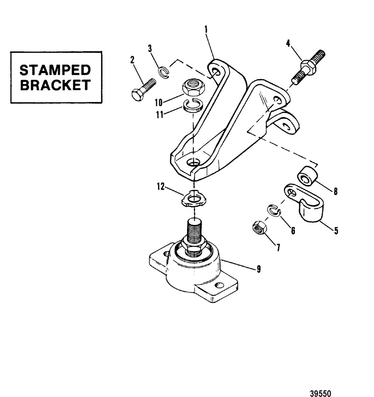 MERCRUISER 898/200/228/230/260 HP R/MR/ALPHA ONE ENGINE MOUNTING(STAMPED BRACKET)