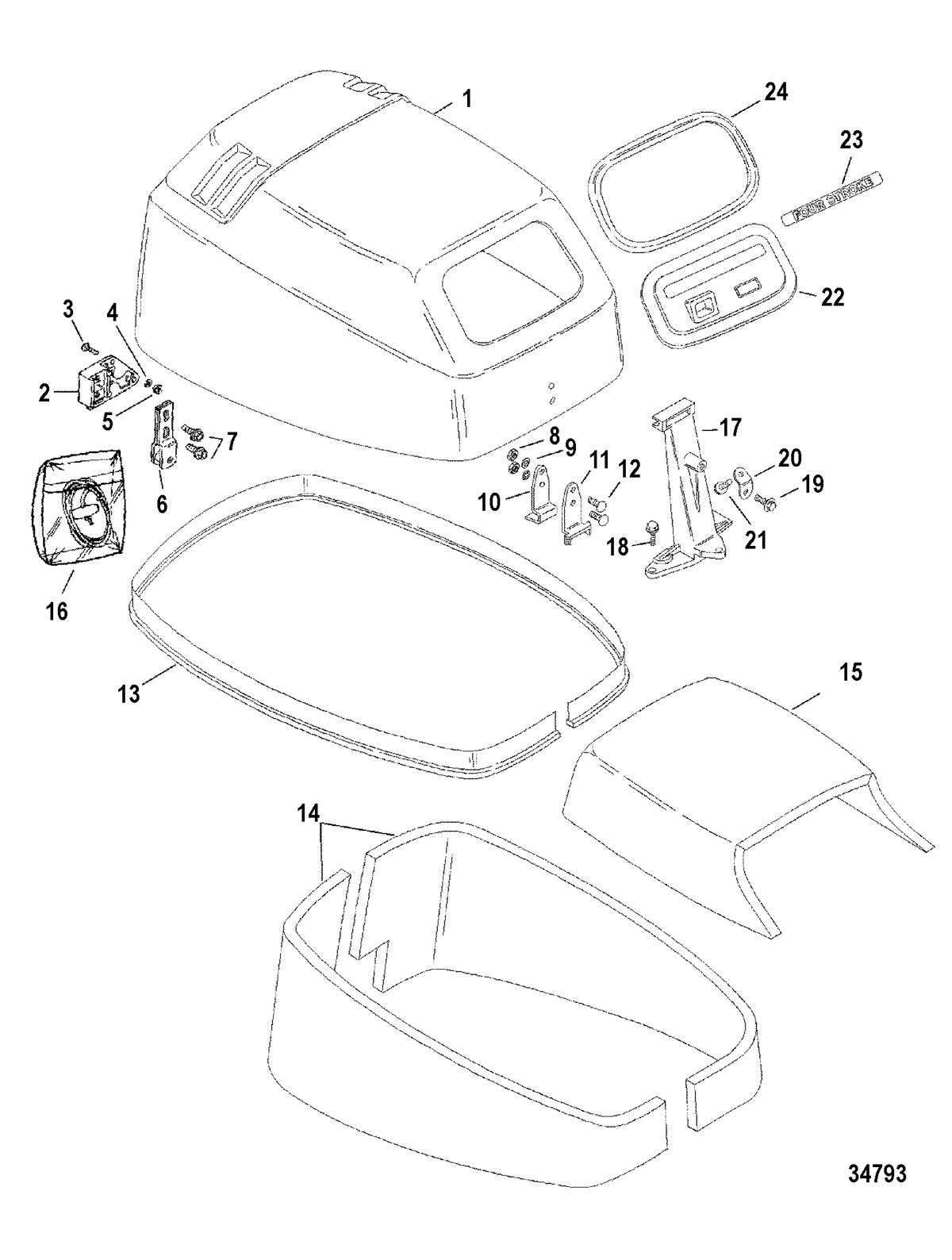 MERCURY/MARINER 8 BODENSEE 4-STROKE Top Cowl
