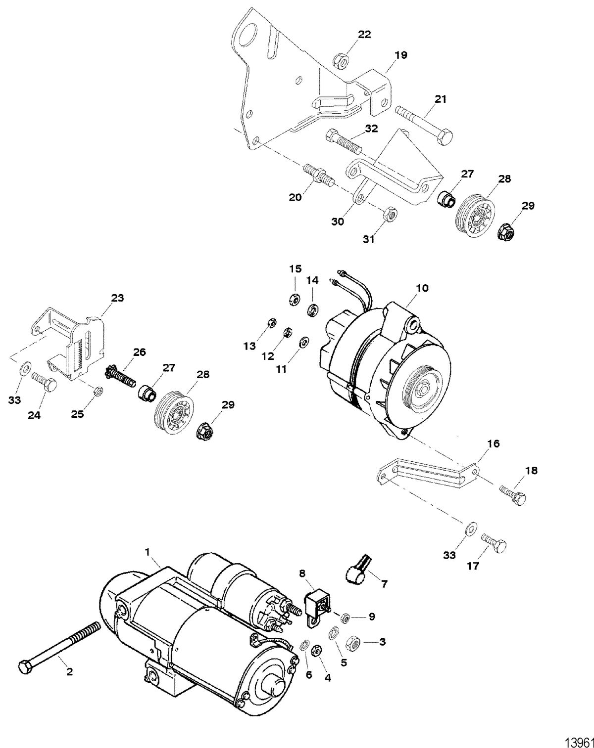 RACE STERNDRIVE SCORPION 377 Starter And Alternator Mounts