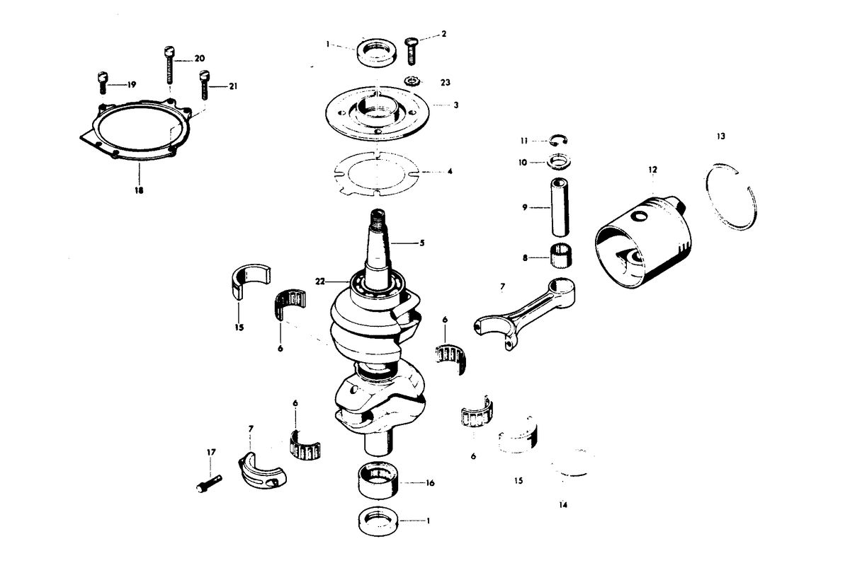 CHRYSLER 35 H.P. 45 H.P. CRANKSHAFT AND PISTON GROUP