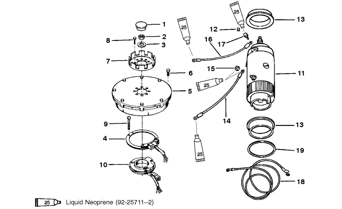 MERCURY/MARINER 40 HP30 JET FLYWHEEL, STATOR AND STARTER MOTOR