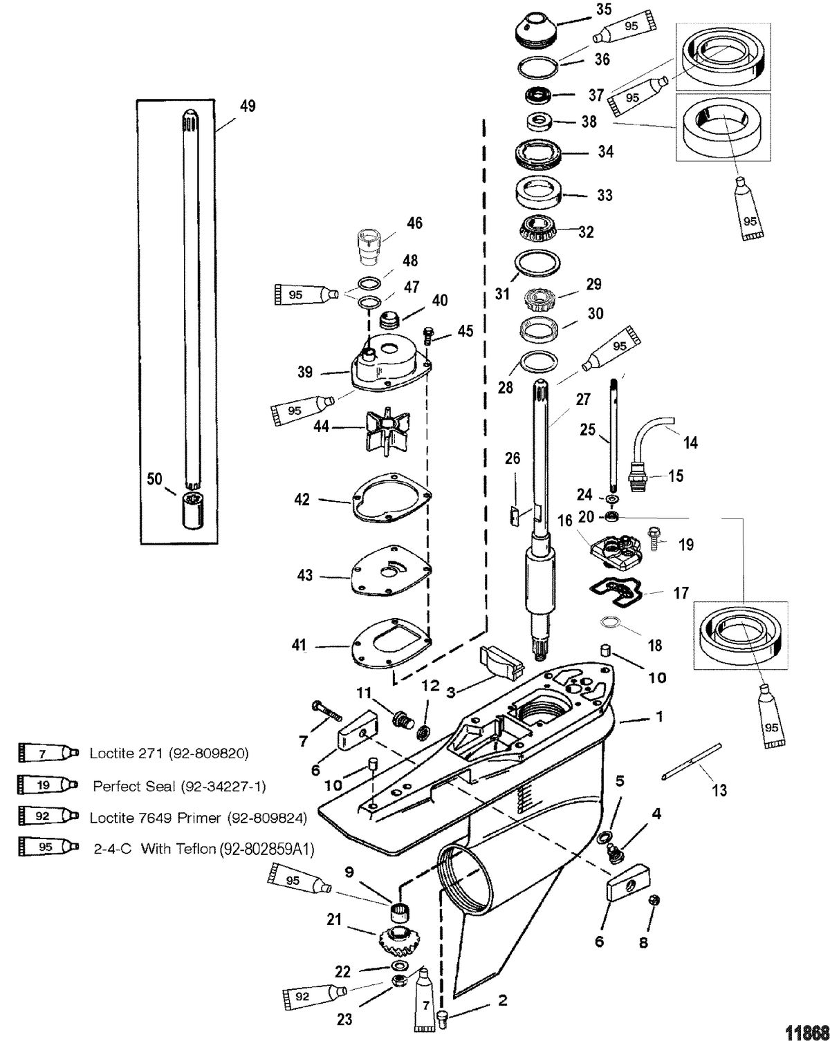 RACE OUTBOARD PARTS MANUAL 300X (3.0L EFI) PRO MAX Gear Housing, Driveshaft-Standard-FleetMaster