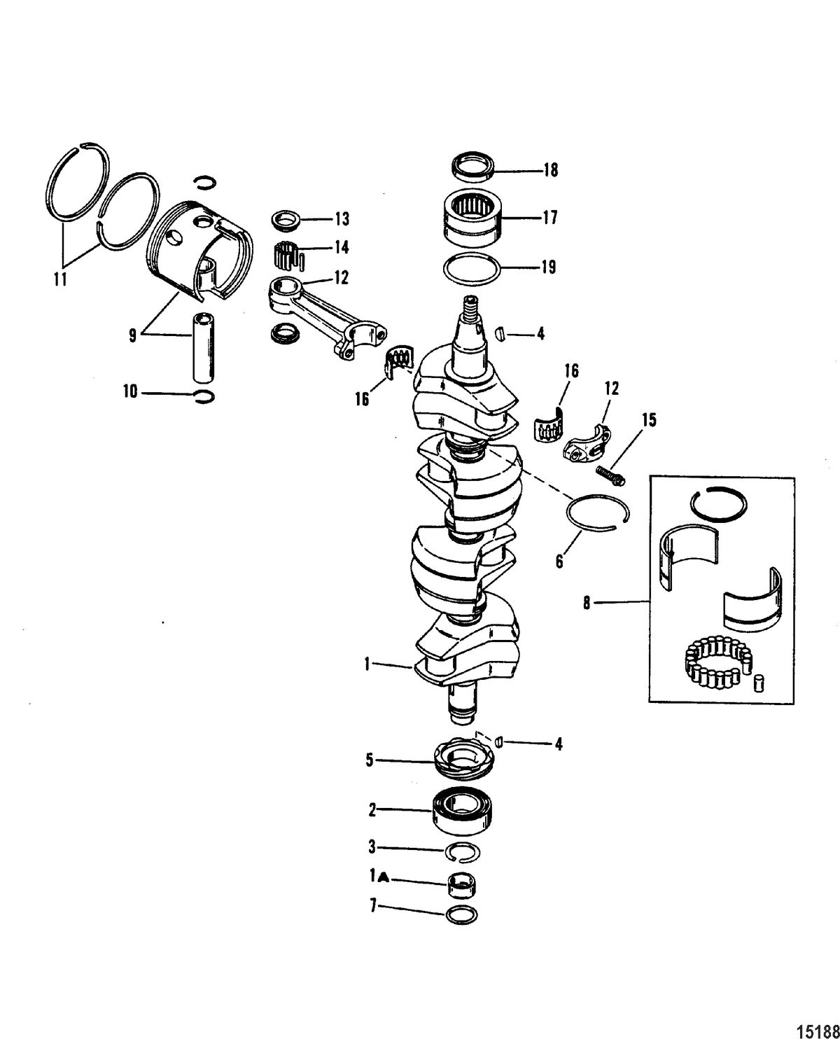 MERCURY/MARINER 100 / 115 HP (4 CYLINDER) Crankshaft, Pistons And Connecting Rods (#638-8532--1)