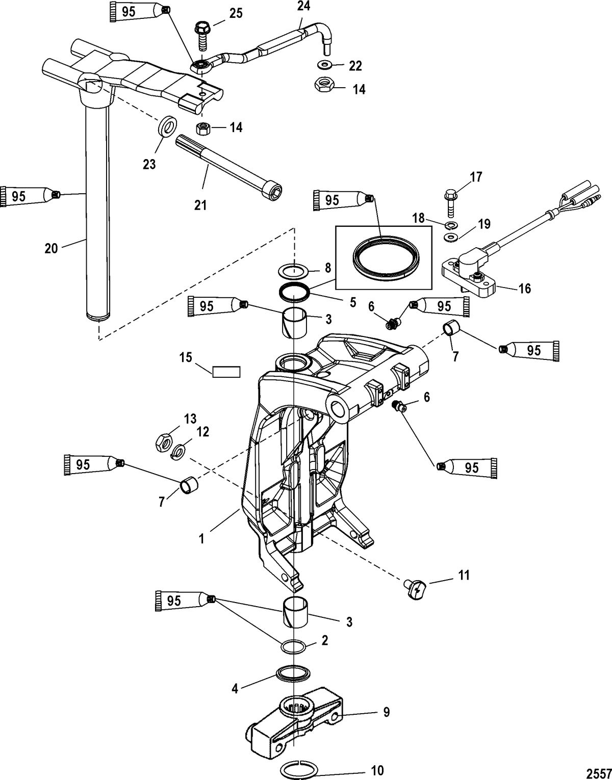 RACE OUTBOARD 2.5XS DFI (2.5L) Swivel Bracket and Steering Arm
