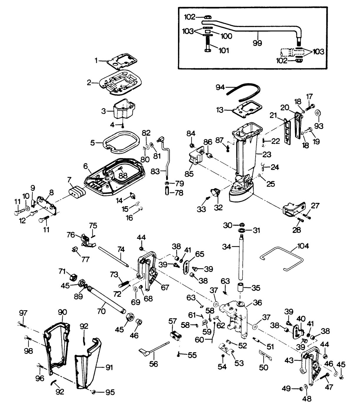 FORCE FORCE 1988 50 H.P. "A" MODELS MOTOR LEG