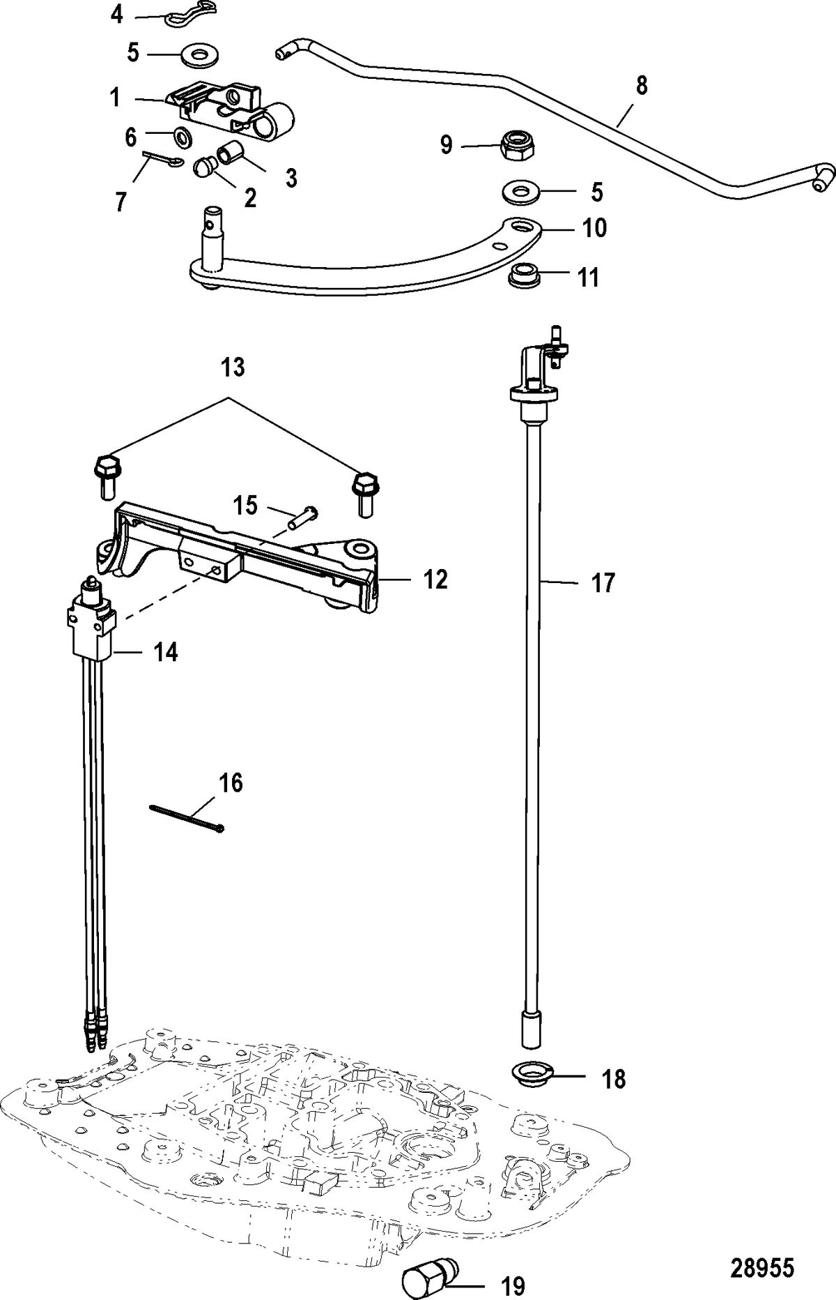 MERCURY/MARINER 40/50/60/JET 40 EFI - 4 CYLINDER 4-STROKE Shift Linkage, Tiller, Design I-Shift Detent