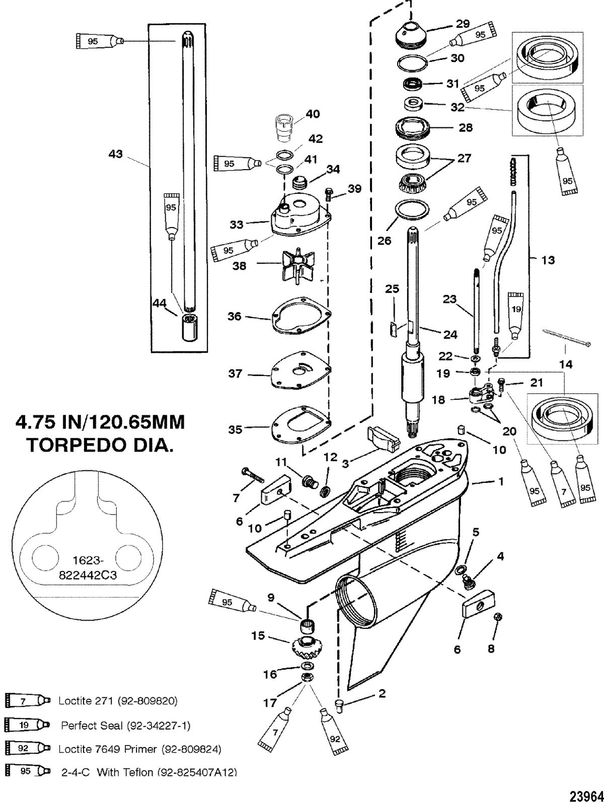 MERCURY/MARINER 225 AND 225 SEAPRO/MARATHON (3.0L CARB) G/HSG, DRIVE-STD/COUNTER-0G438000 AND UP-1623-822442C3