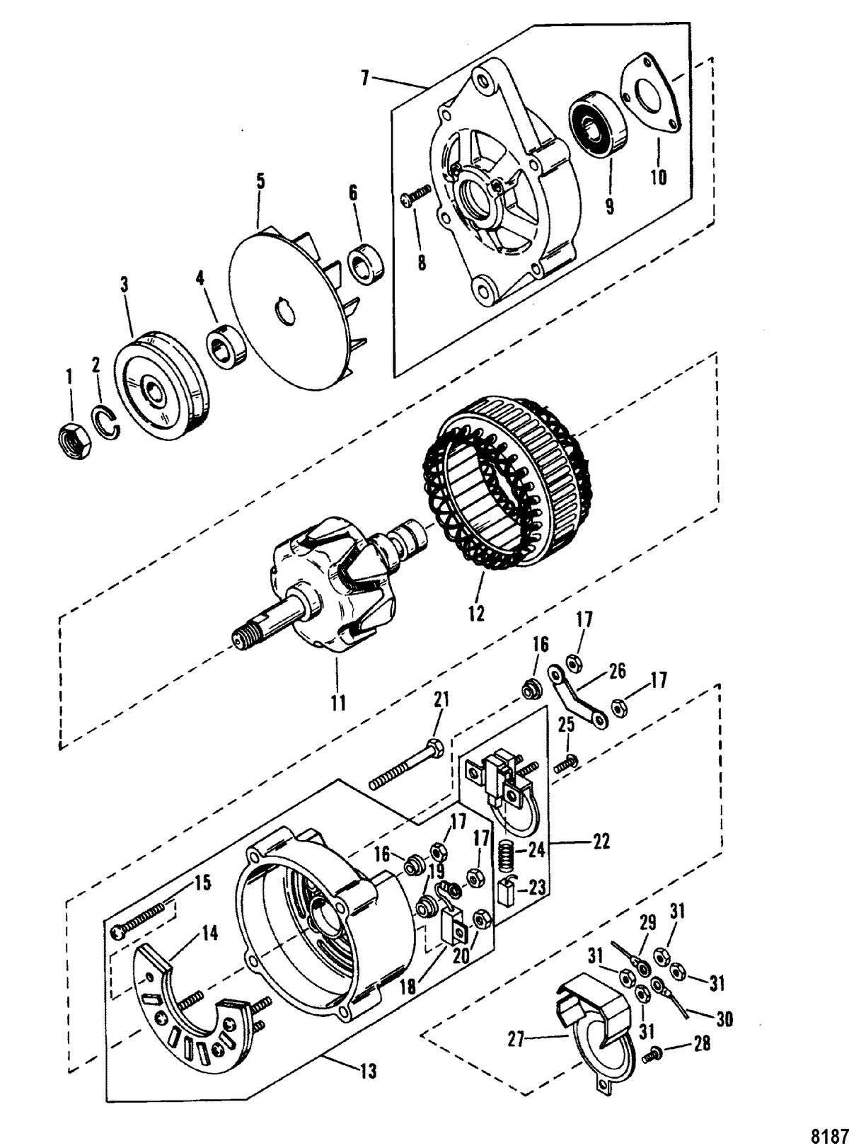 MERCRUISER 3.0L/LX ALPHA ONE Alternator(Mando) #AC155603