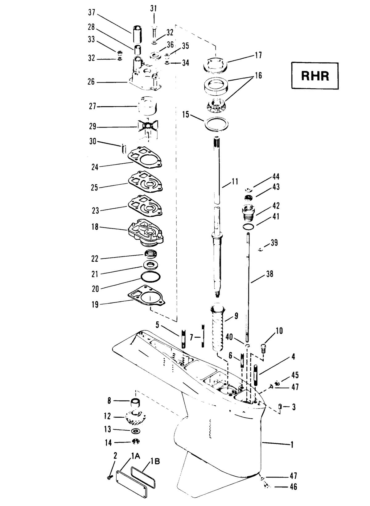 RACE OUTBOARD XR-2 GEAR HOUSING (DRIVE SHAFT) (RHR)