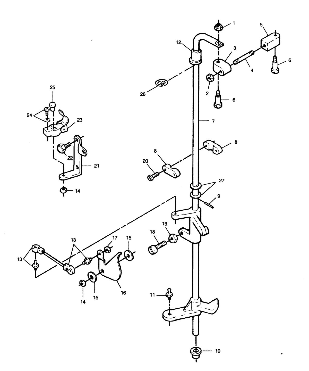 FORCE FORCE 1991 120 H.P "B" MODEL L-DRIVE TOWERSHAFT AND THROTTLE LINKAGE