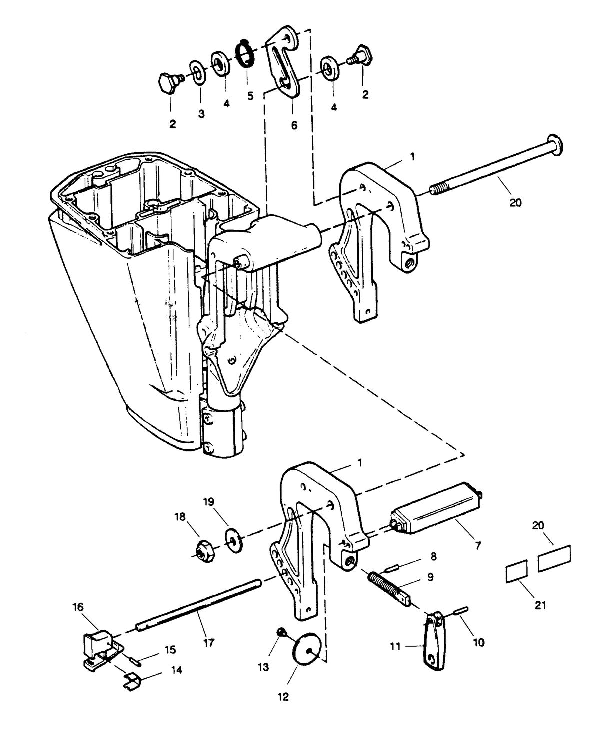 SEARS 9.9 H.P. STANDARD 15" (38.1 CM) LEG OUTBOARD MOTOR STERN BRACKETS