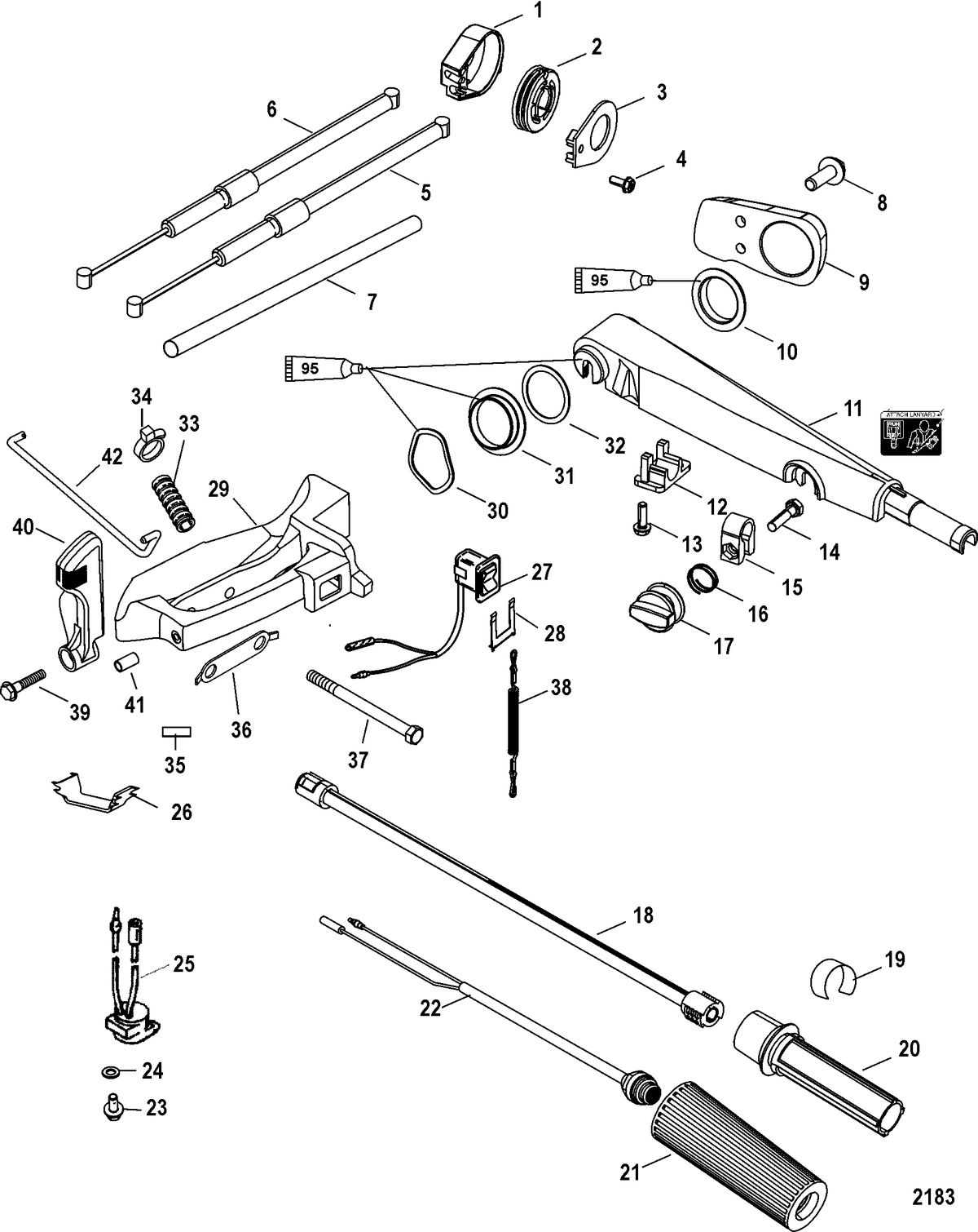 ACCESSORIES STEERING SYSTEMS AND COMPONENTS Tiller Handle Kit(821455A6 / A7 / A20)