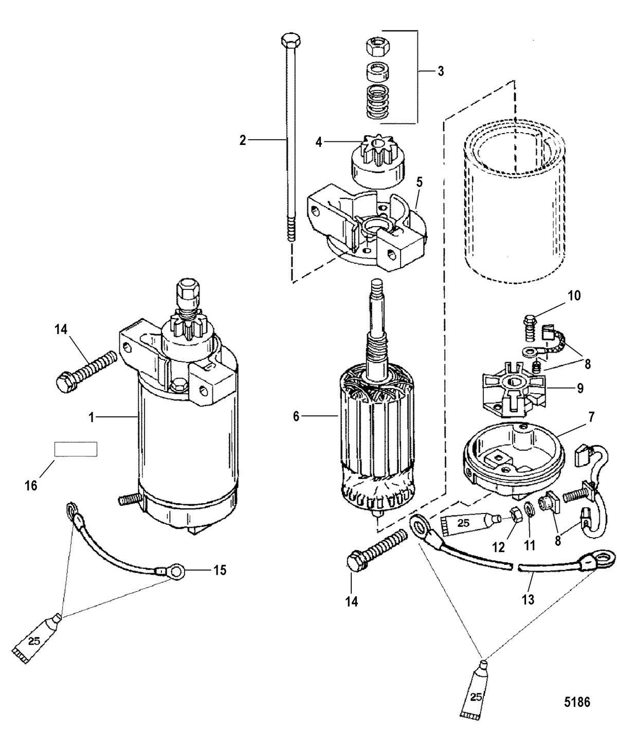 MERCURY/MARINER 30/40 (2 CYLINDER) 2-STROKE Starter Motor