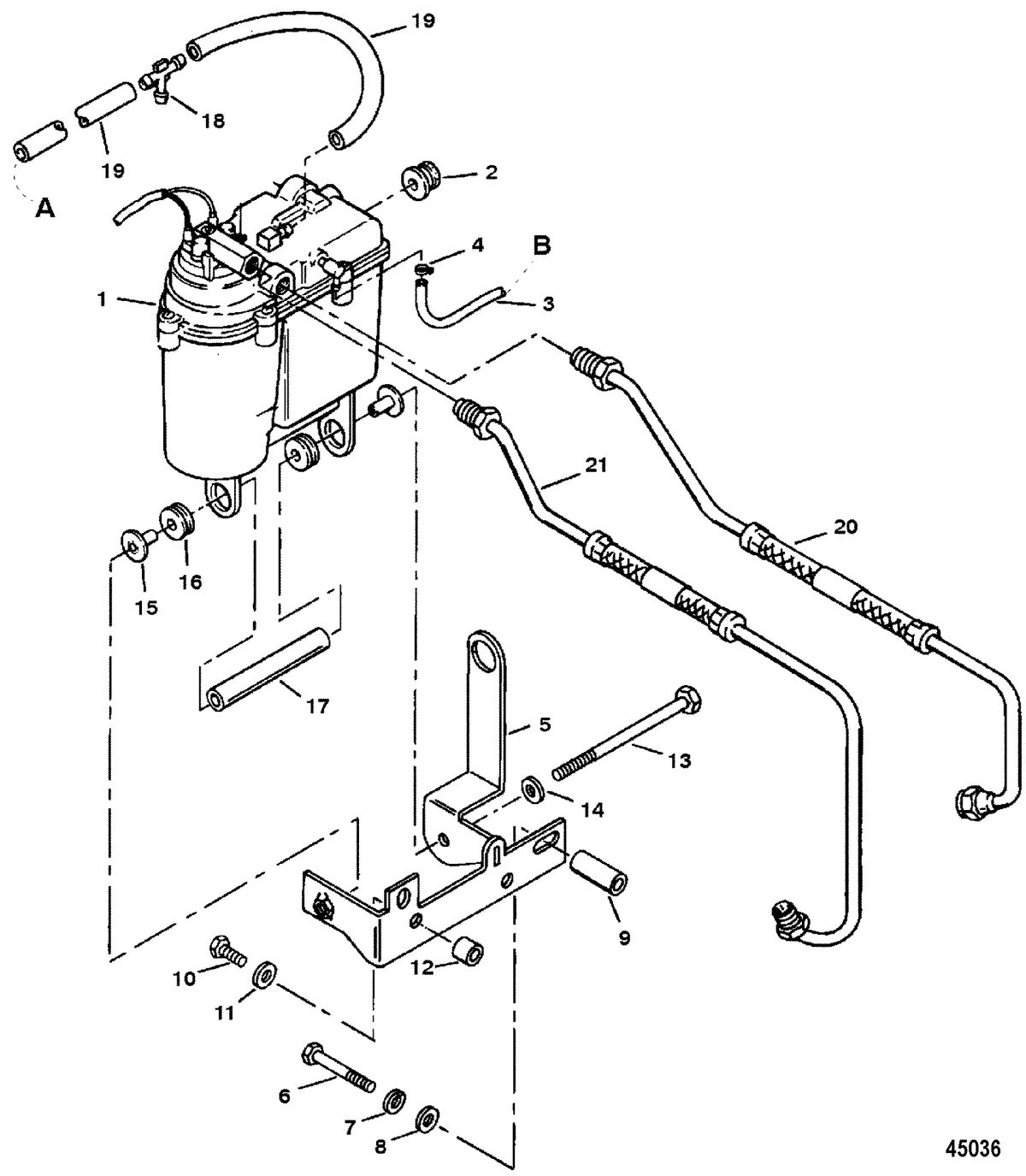 MERCRUISER 350 MAG EFI TOURN SKI VAPOR SEPARATOR TANK AND FUEL LINES