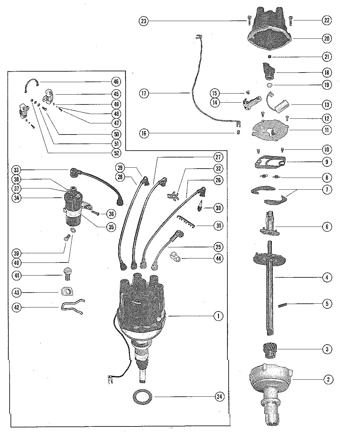 MERCRUISER 160 ENGINE DISTRIBUTOR ASSEMBLY AND COIL