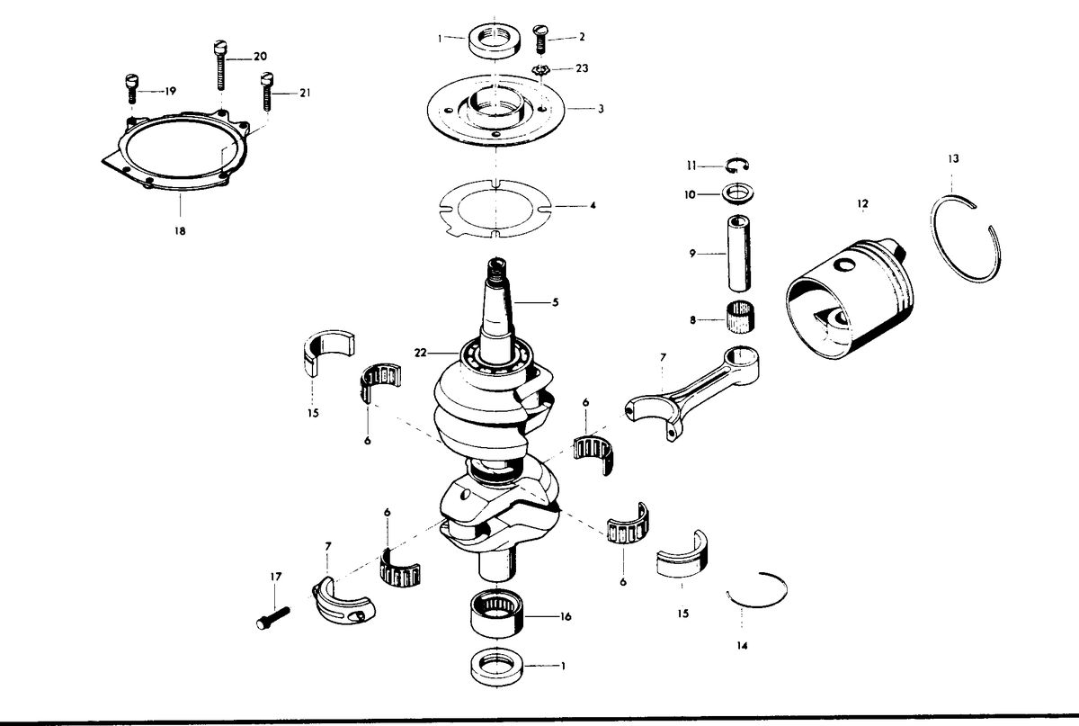 CHRYSLER 55 H.P. CRANKSHAFT AND PISTON GROUP