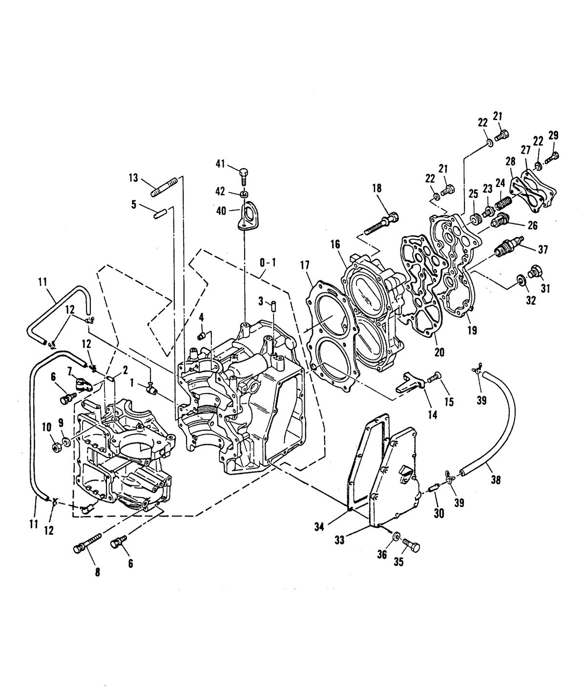 MARINER 55 HP CRANKCASE AND CYLINDER HEAD