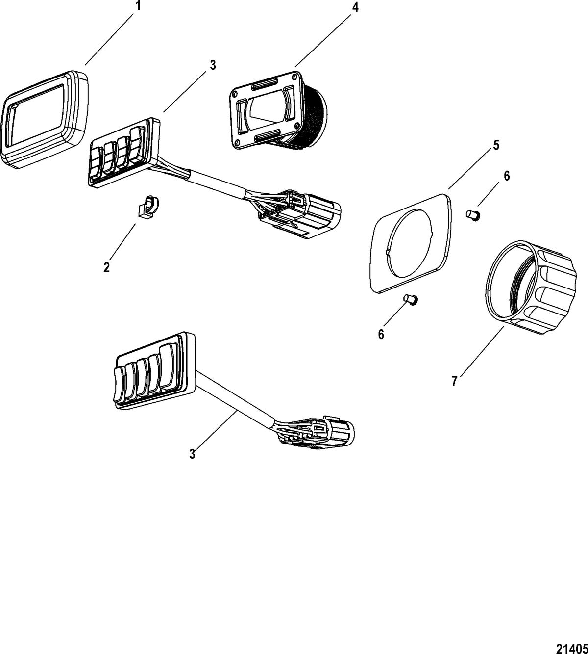 ACCESSORIES ELECTRICAL COMPONENTS AND HARNESSES Trim Switch Assembly, Triple and Quad