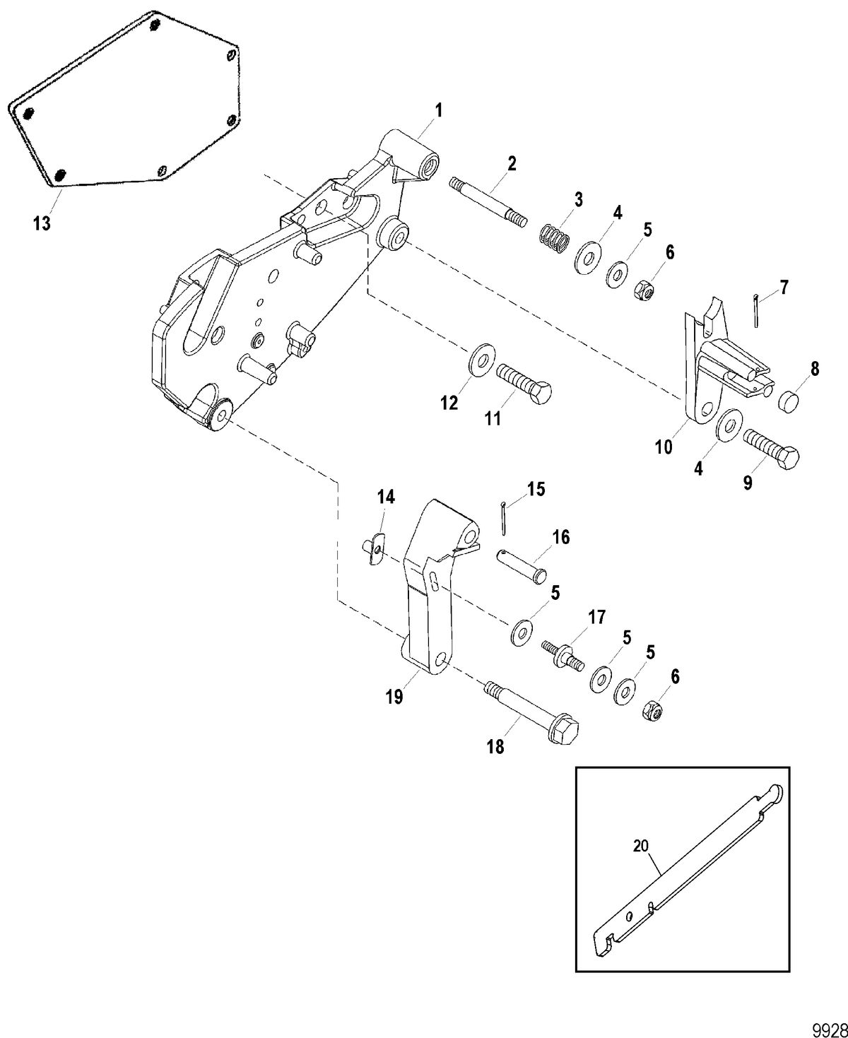 RACE STERNDRIVE 500 EFI Shift Bracket Components(Bravo - Design I)