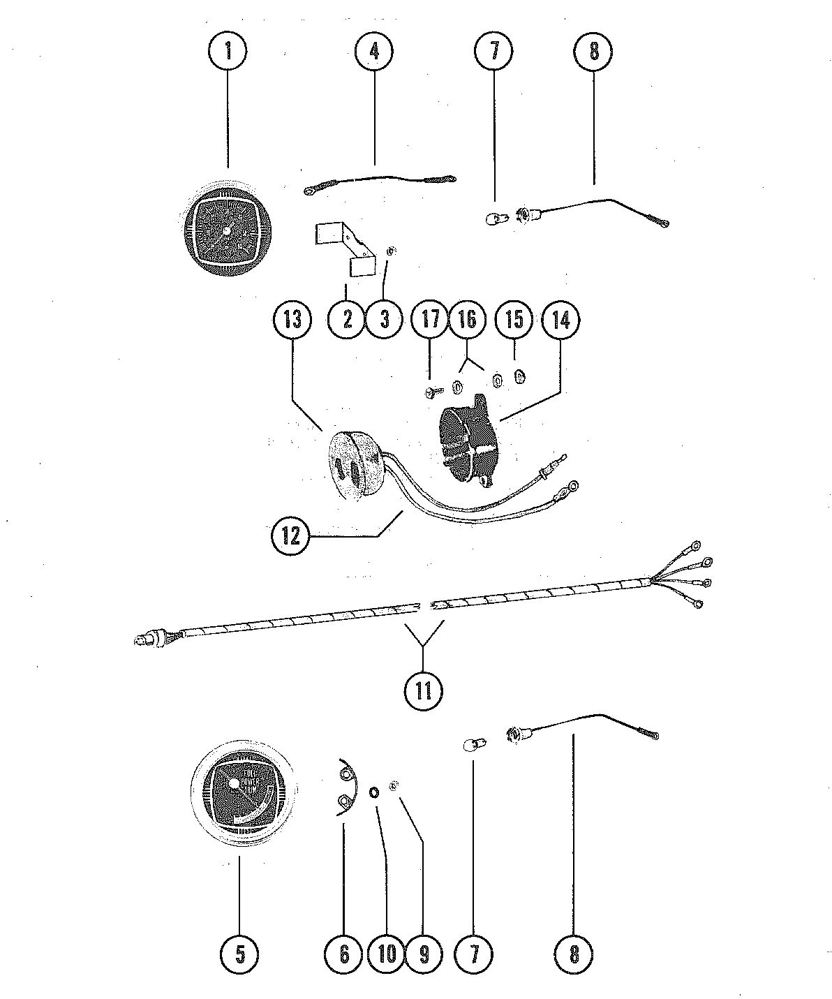 MERCURY MERC V-225 TACHOMETER, TRIM GAUGE AND ALARM HORN