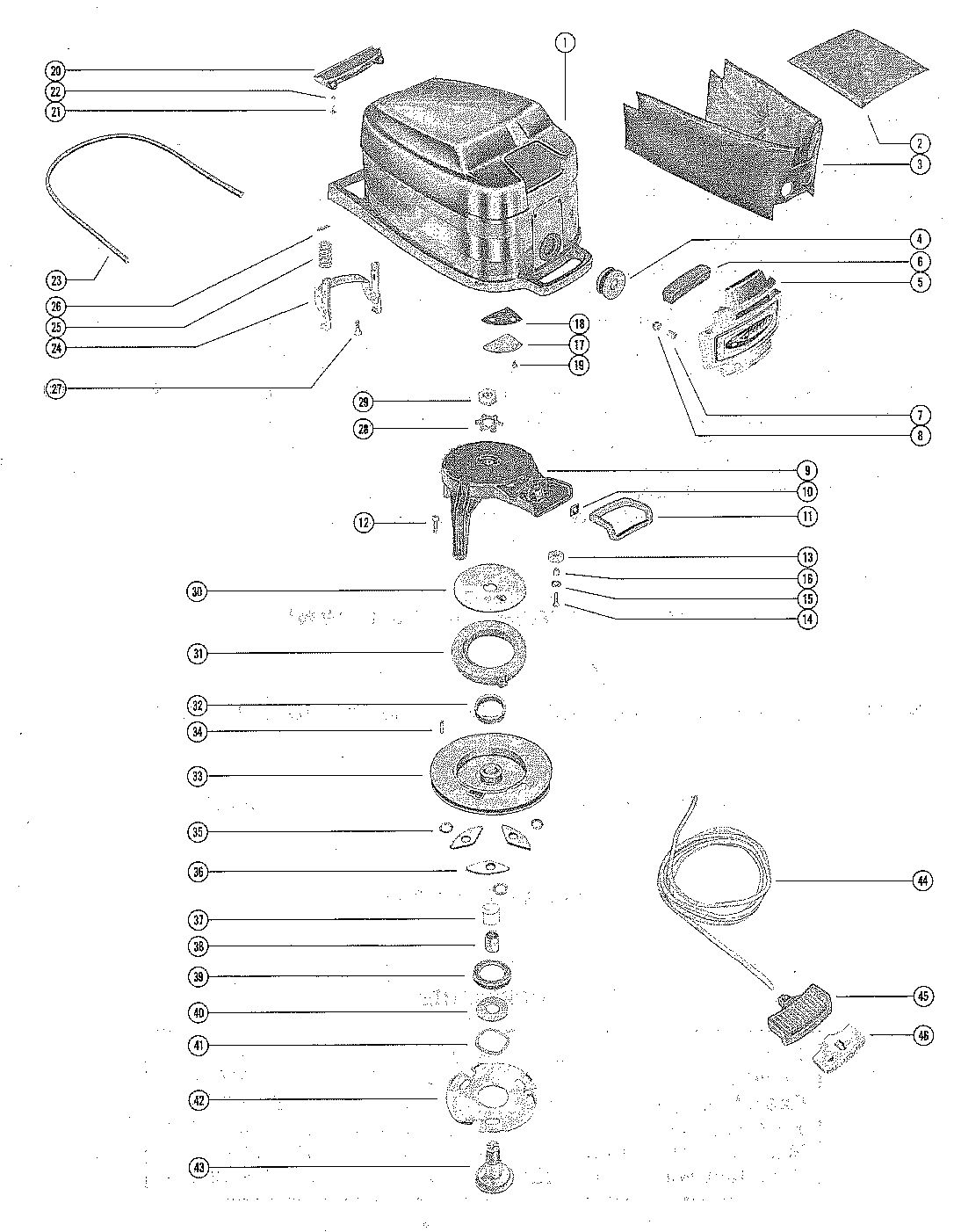 MERCURY MERC 110 TOP COWL AND STARTER ASSEMBLY