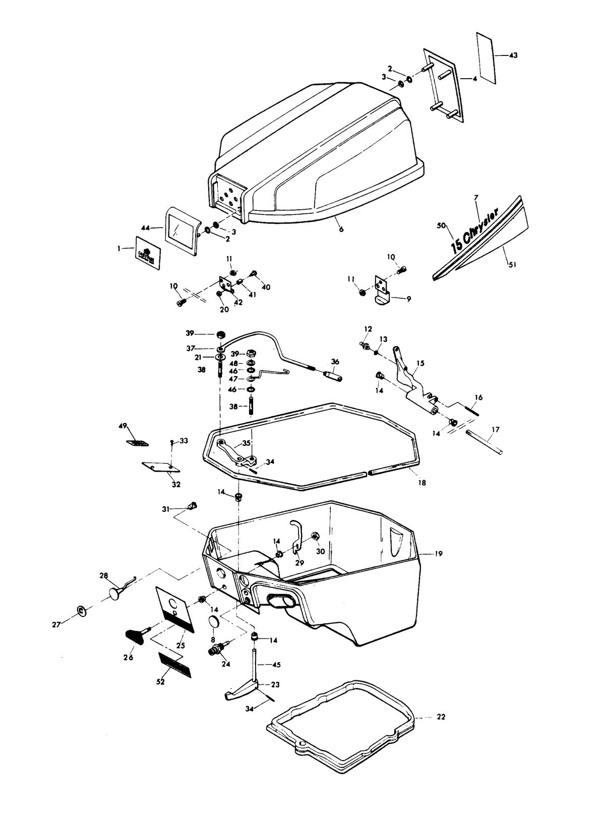 CHRYSLER 15 H.P. ENGINE COVER AND SUPPORT PLATE