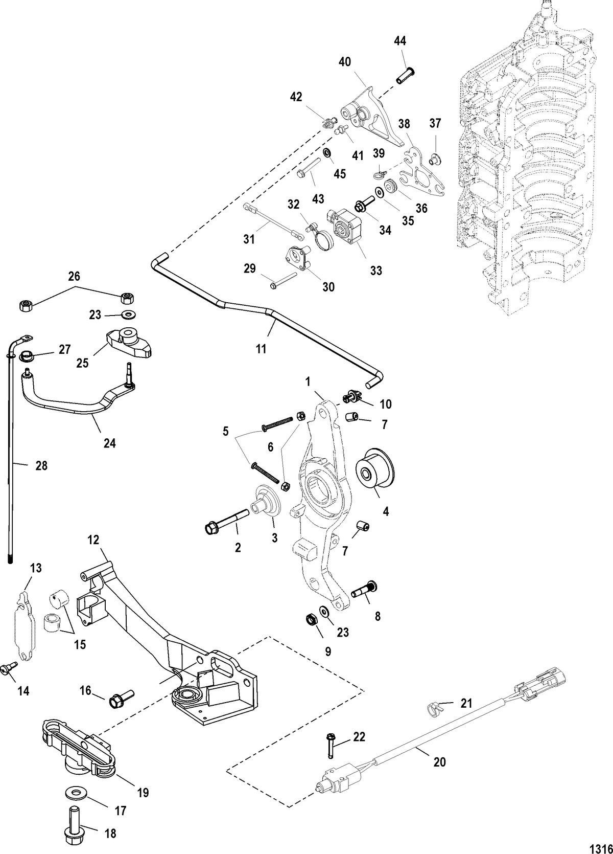MERCURY/MARINER 200/225 DFI (3.0L) THROTTLE LINKAGE