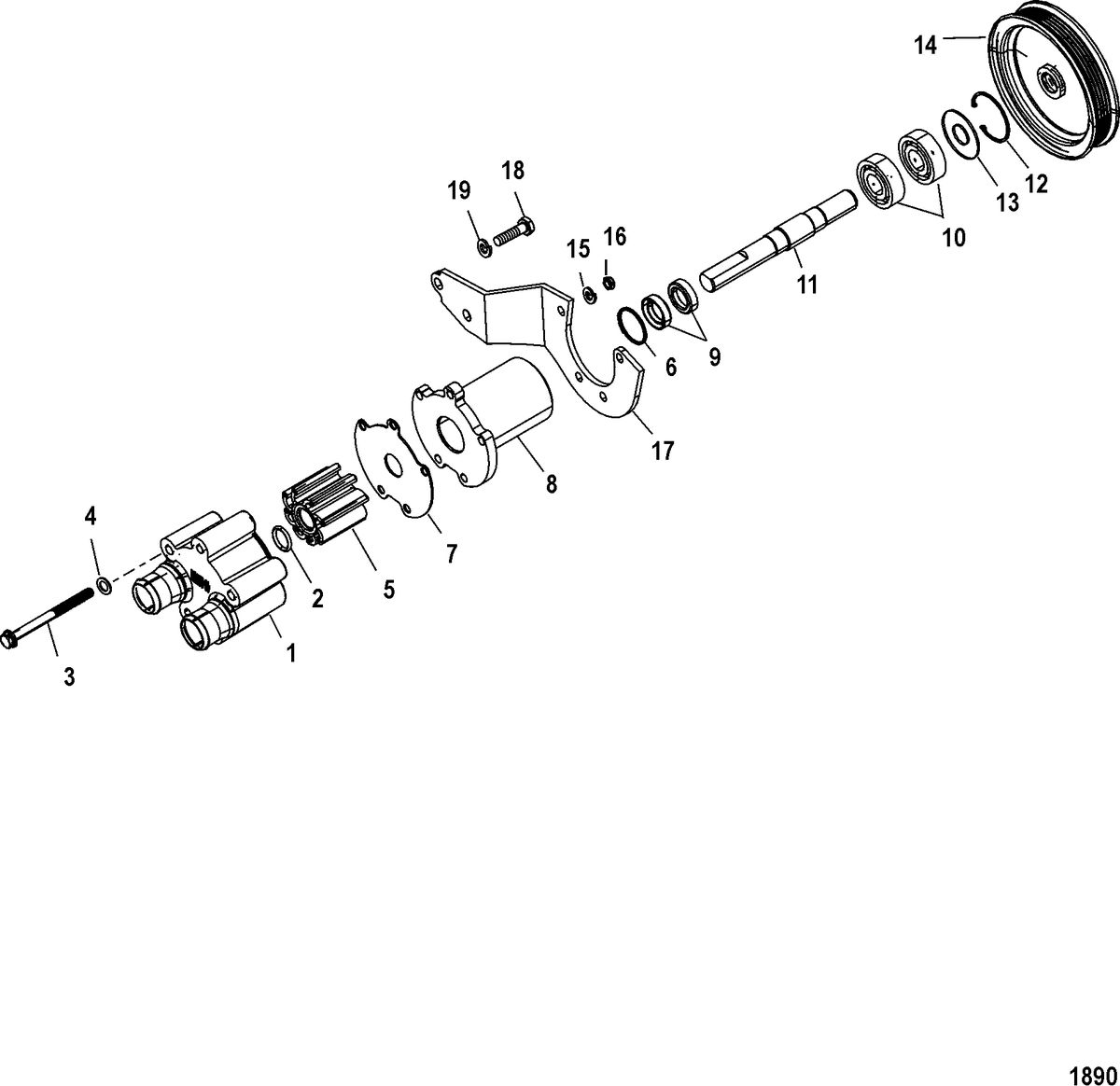 MERCRUISER 5.7L CARB INBOARD Sea Water Pump Assembly