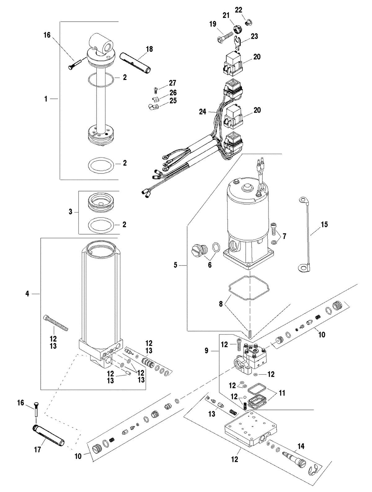 FORCE FORCE TRIM & TILT MODELS 35 THRU 75 HP PUMP/MOTOR ASSEMBLY (830250A3)