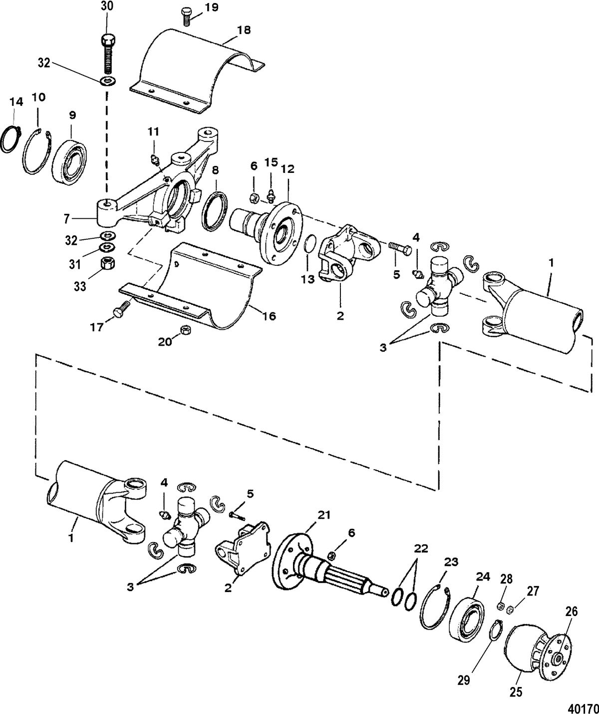 MERCRUISER 260 ENGINE (G.M.) DRIVE SHAFT EXTENSION COMPONENTS(M0061-G8)