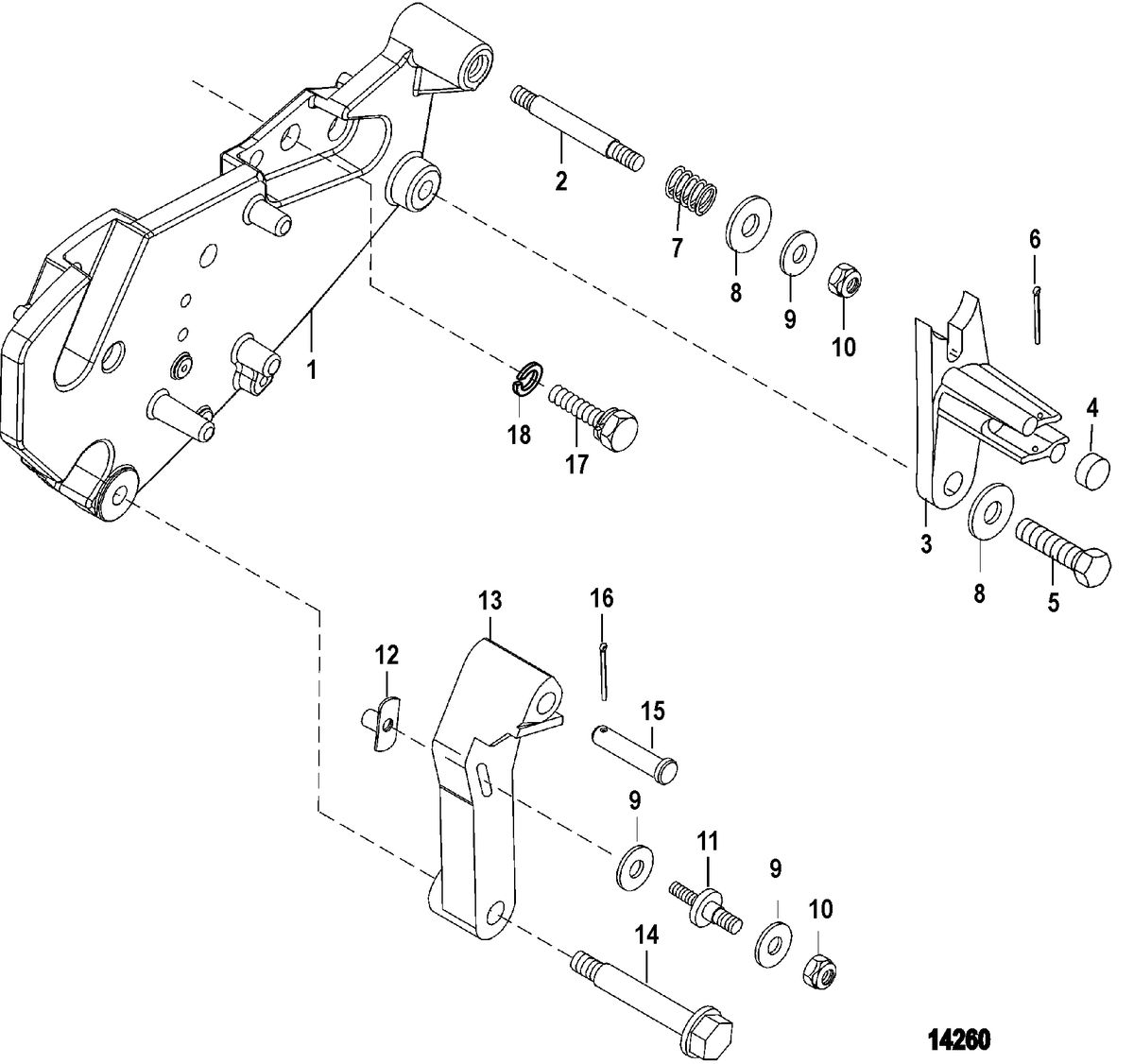 MERCRUISER CUMMINS/MERCRUSER DIESEL (2.8L/165) (4.2L/250) Shift Bracket