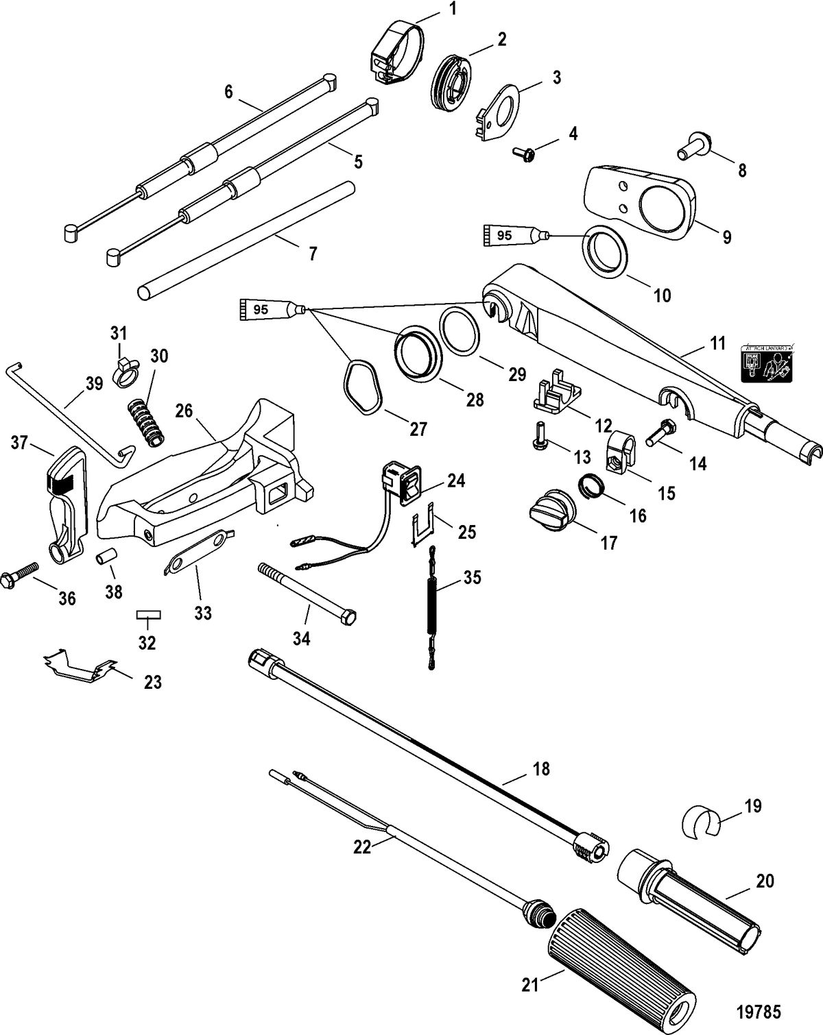 ACCESSORIES STEERING SYSTEMS AND COMPONENTS Tiller Handle Kit(821455A10 / A26)