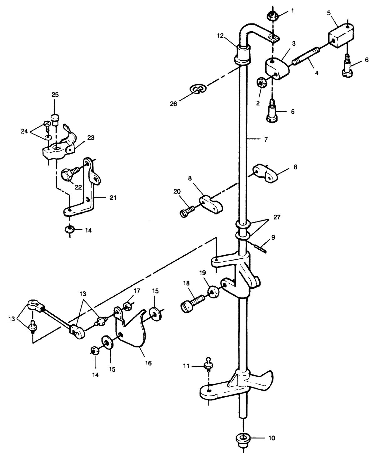 FORCE FORCE 1990 120 H.P. "C" MODELS L-DRIVE TOWERSHAFT AND THROTTLE LINKAGE