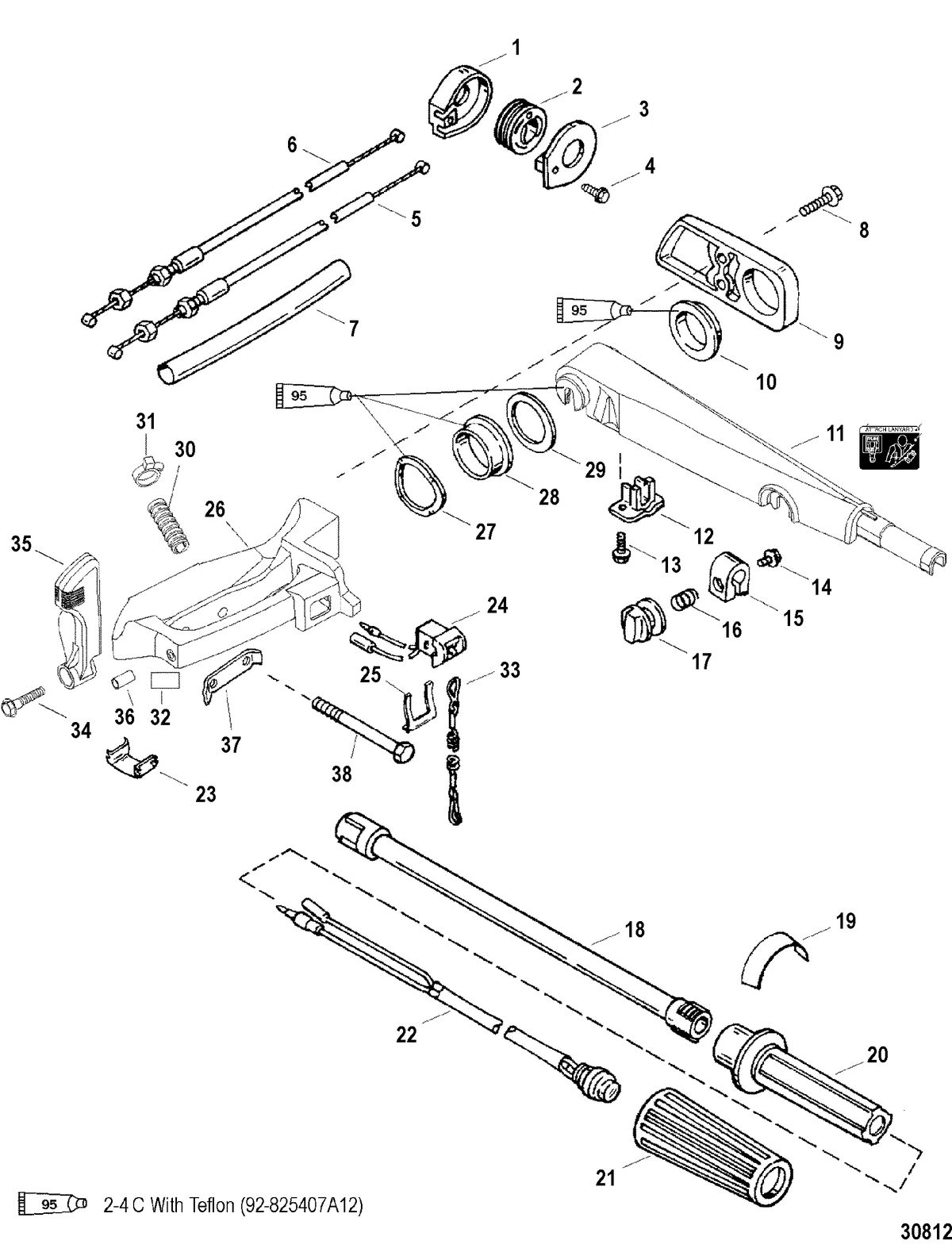MERCURY/MARINER 40/50/60 (4 CYLINDER) CARB 4-STROKE TILLER HANDLE