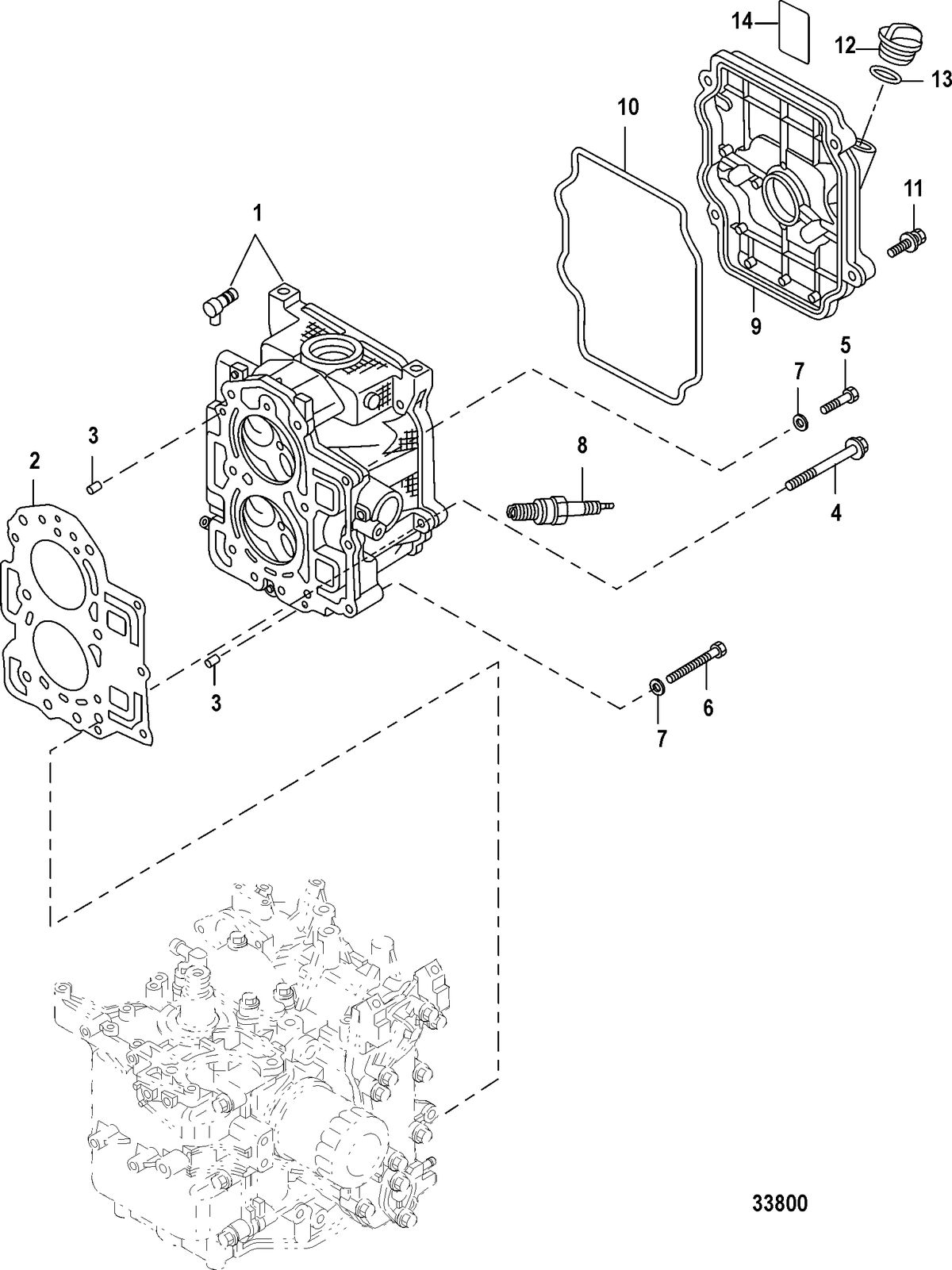 MERCURY/MARINER 15/20 CARBURETOR/2 CYLINDER/4-STROKE Cylinder Head