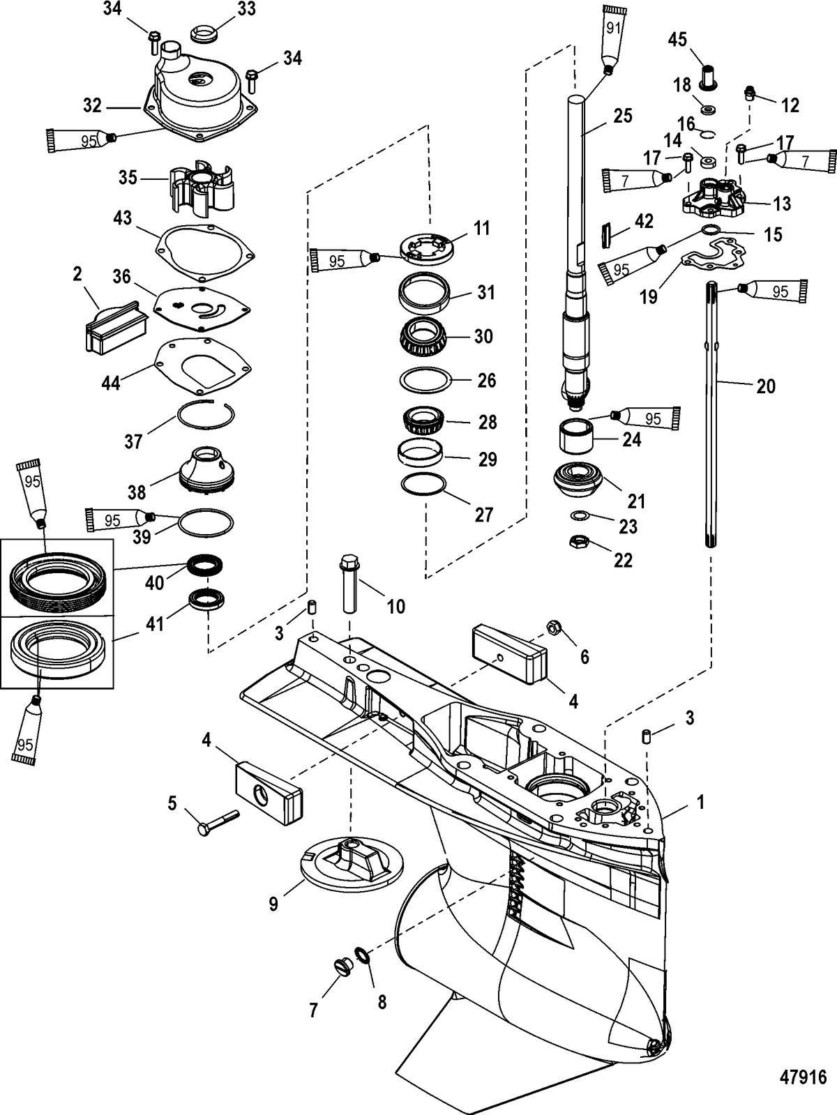 MERCURY/MARINER 200/250/300 PRO 4-STROKE VERADO (6 CYLINDER) Gear Housing(Driveshaft)