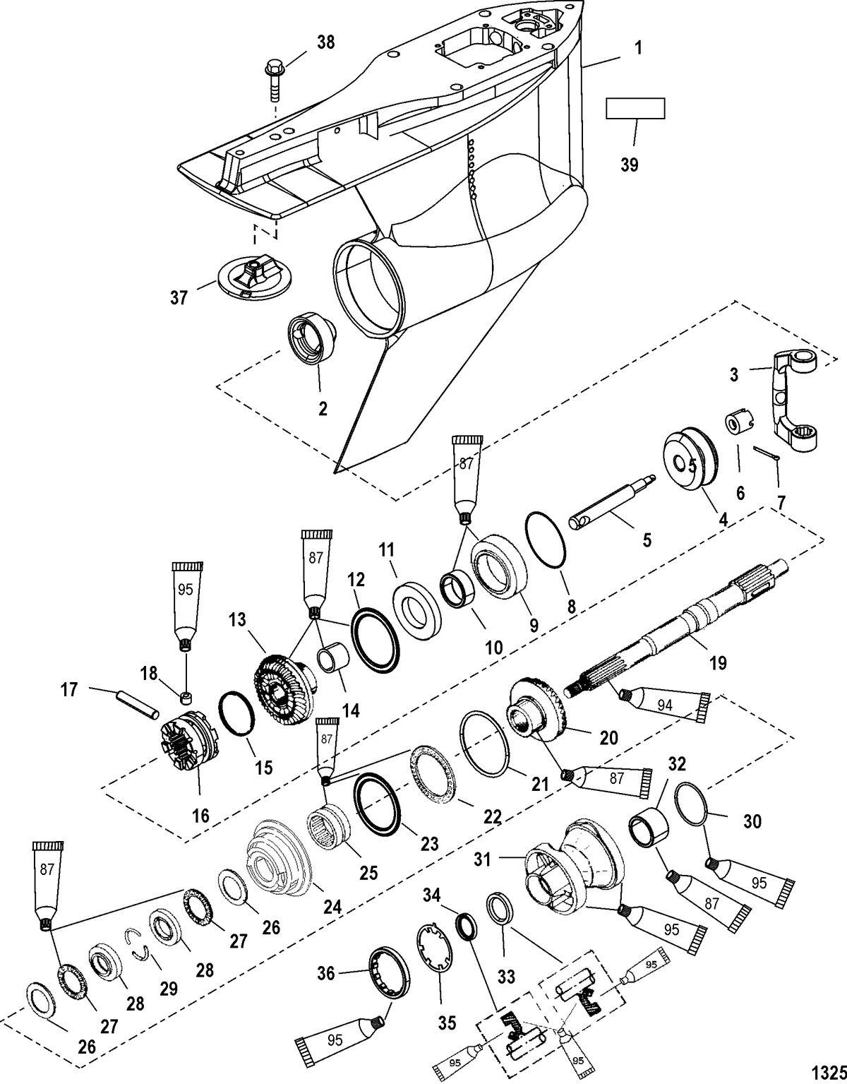 MERCURY/MARINER 200/225 (3.0L)(MECHANICAL) Gear Housing, Propeller Shaft - Counter Rotation