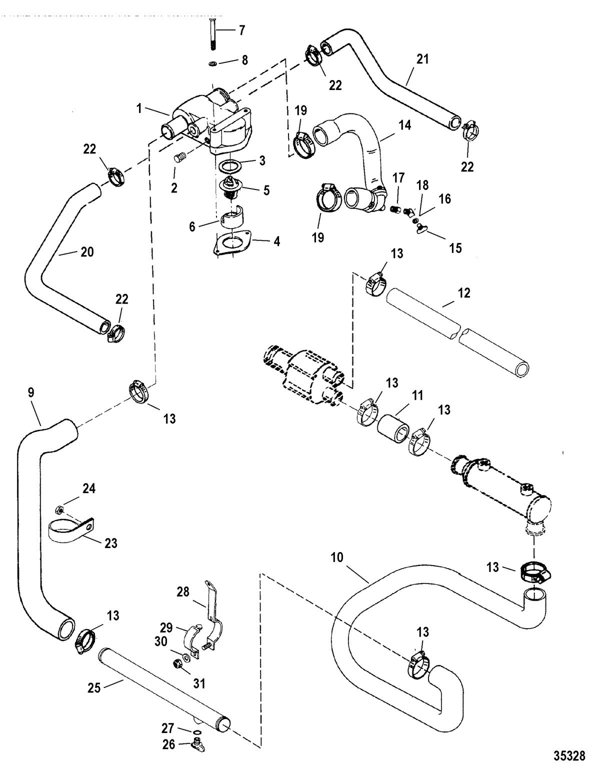 MERCRUISER 5.7L COMPETITION SKI ENGINE (GEN +) STANDARD COOLING SYSTEM