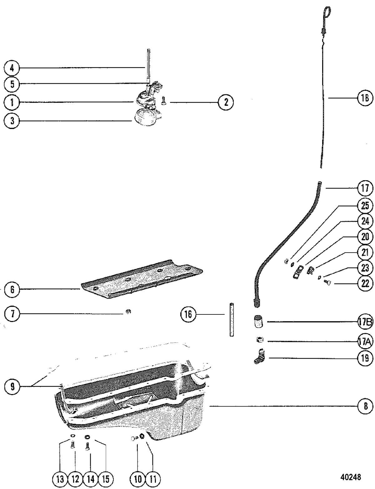 MERCRUISER 228 ENGINE (G.M.) OIL PAN AND OIL PUMP