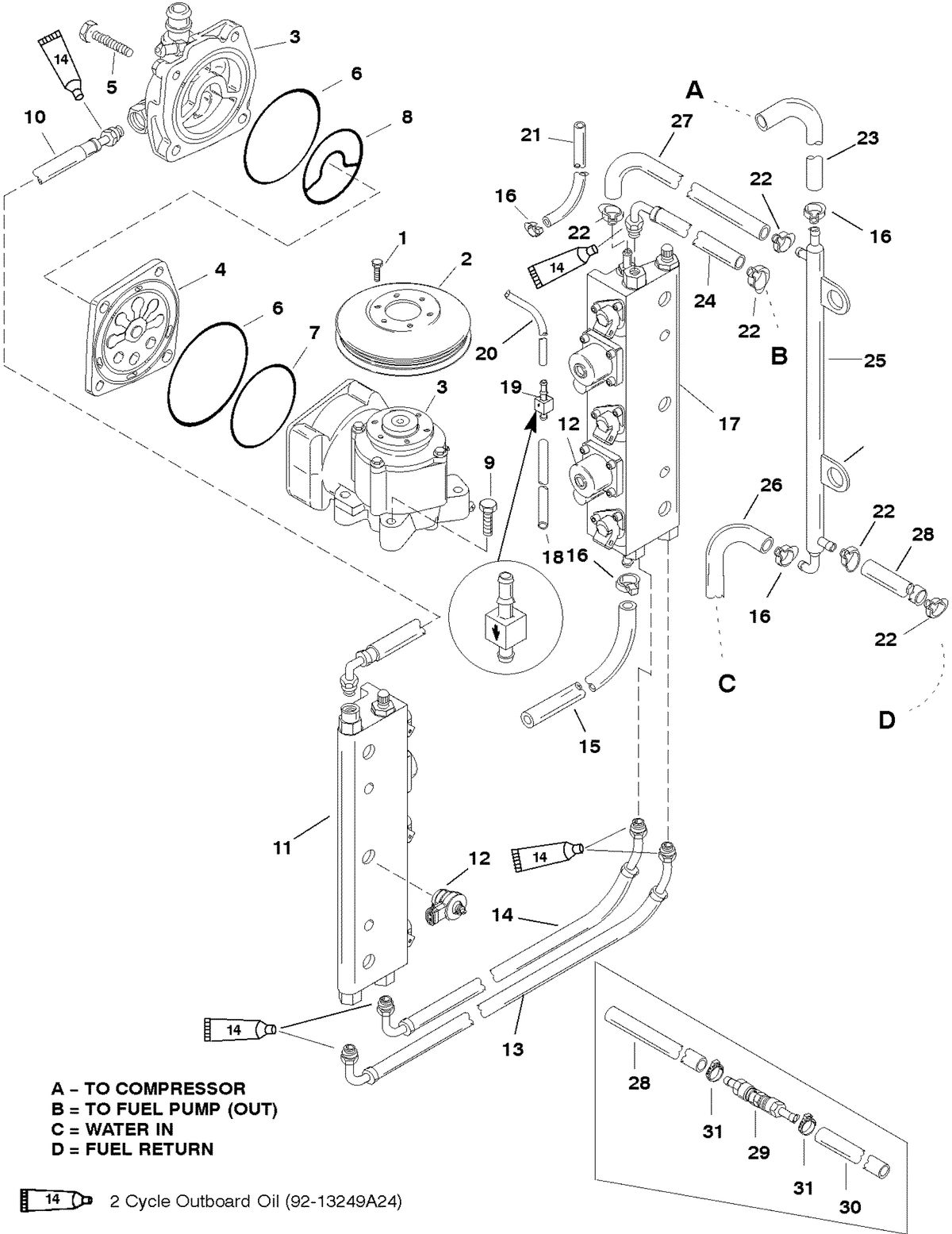 MERCURY/MARINER 200 DFI 3.0L FUEL RAILS