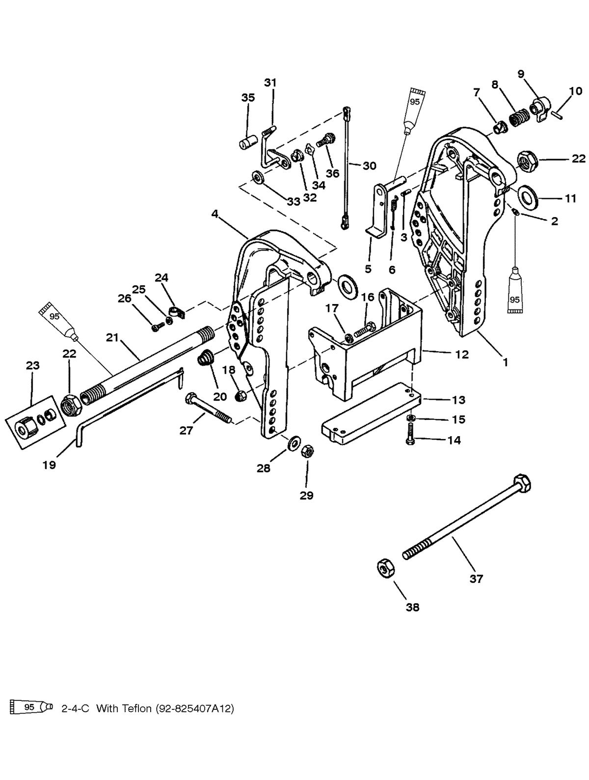 MERCURY/MARINER 50/55/60 JET 45 TRANSOM BRACKET (50/60)