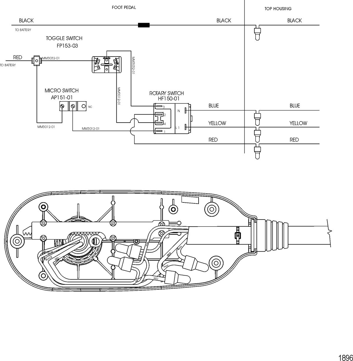 TROLLING MOTOR MOTORGUIDE PRO AND TRACKER SERIES Wire Diagram(Model Pro 54) (12 Volt)
