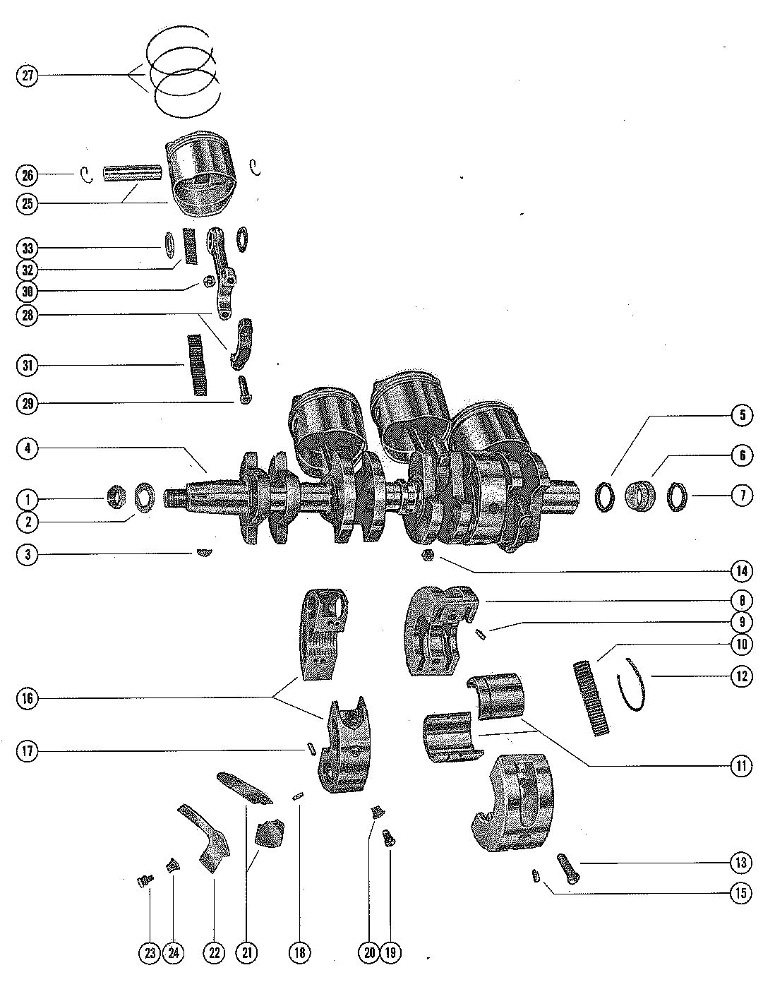 MERCURY MERC 500 CRANKSHAFT, PISTON AND CONNECTING ROD