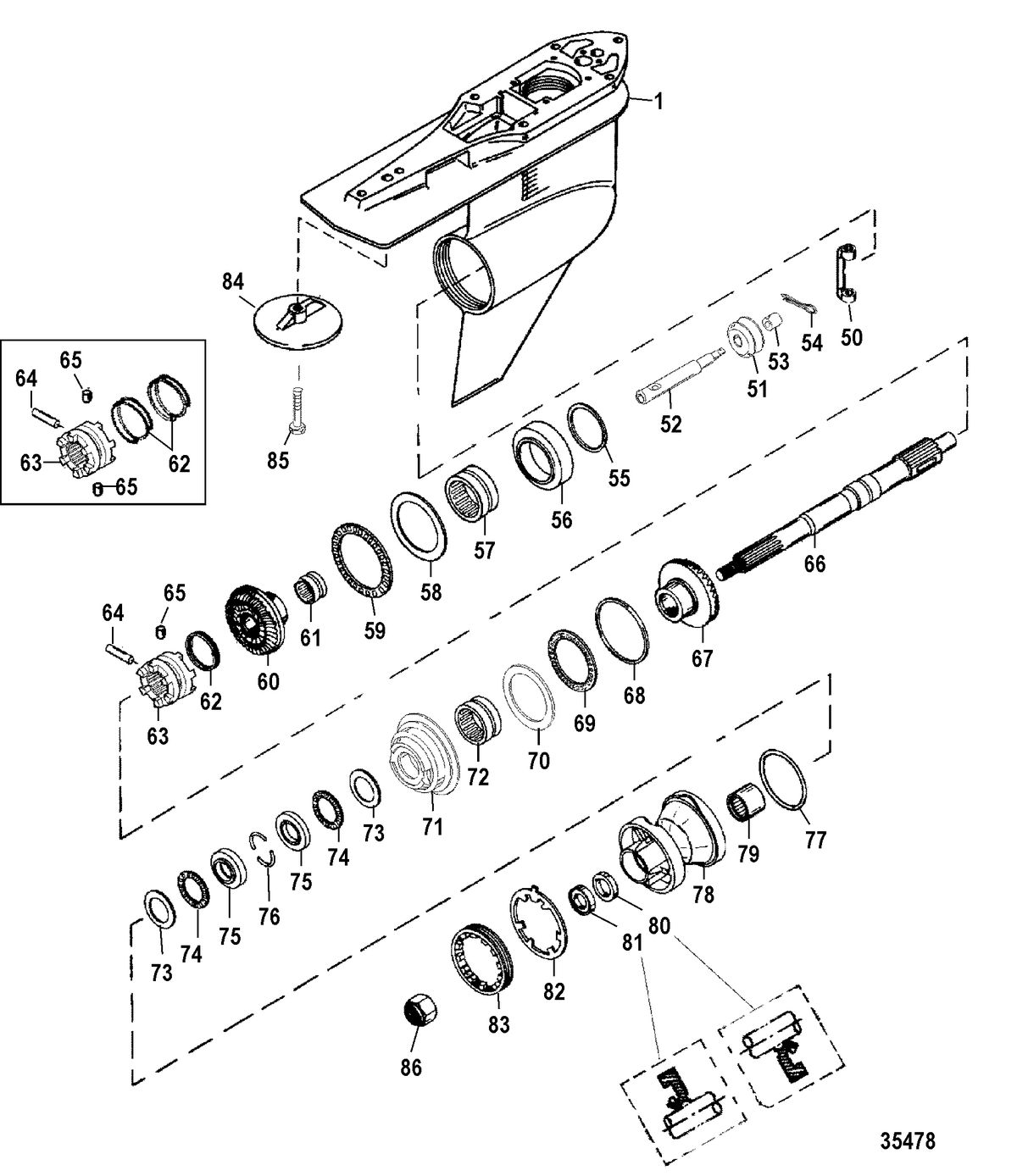 RACE OUTBOARD 300 PROMAX/SUPER MAGNUM (3.0L) Gear Housing, Propeller Shaft-Counter-FleetMaster