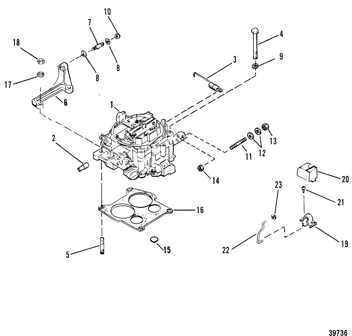 MERCRUISER 7.4L BRAVO CARBURETOR AND LINKAGE
