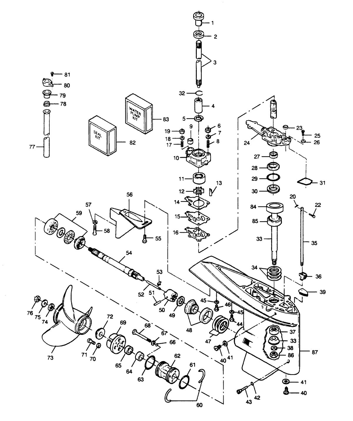 FORCE FORCE 1990 90 H.P. "B" MODELS GEAR HOUSING
