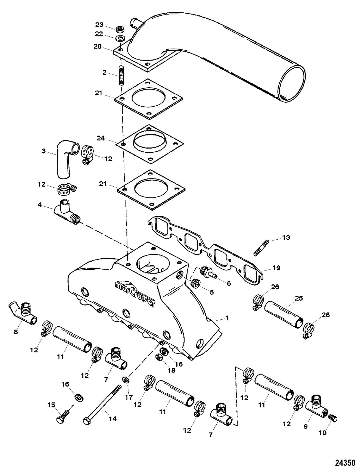 RACE STERNDRIVE 500 BULLDOG Exhaust Manifold And Tailpipe Components